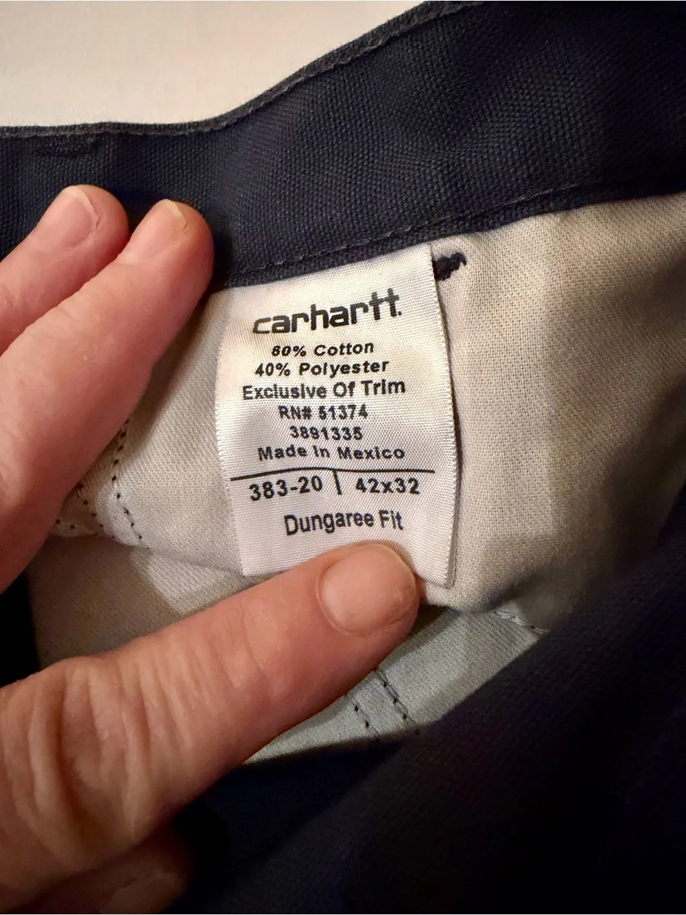 Carhartt Men's Work Pants Blue Size 42x32 Relaxed Fit RN#51374 Dungarees